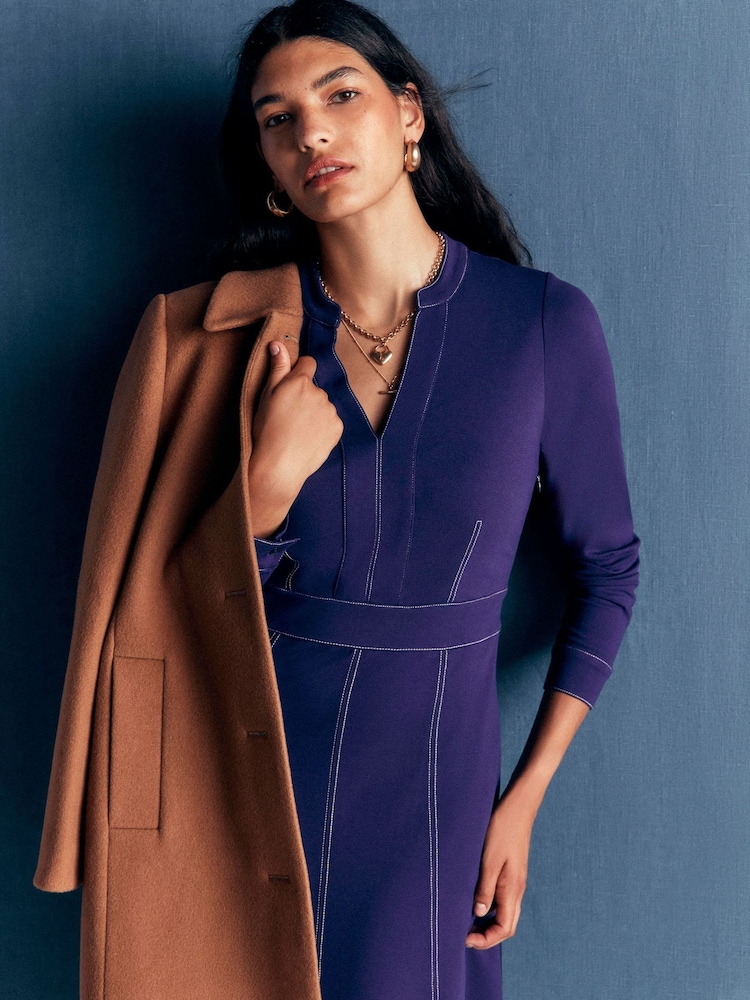 Boden Purple Alex Ponte Contrast Midi Dress - Image 2 of 4