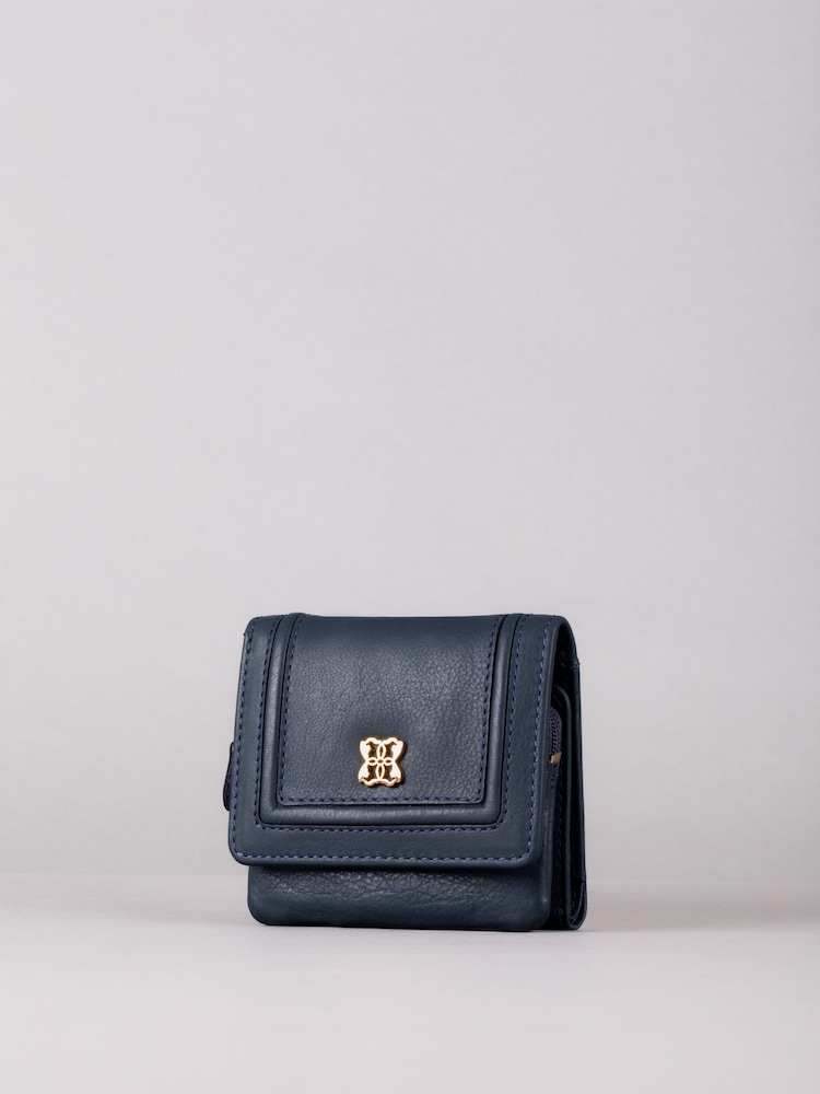 Lakeland Leather Blue Mini Icon Flapover Purse - Image 1 of 5