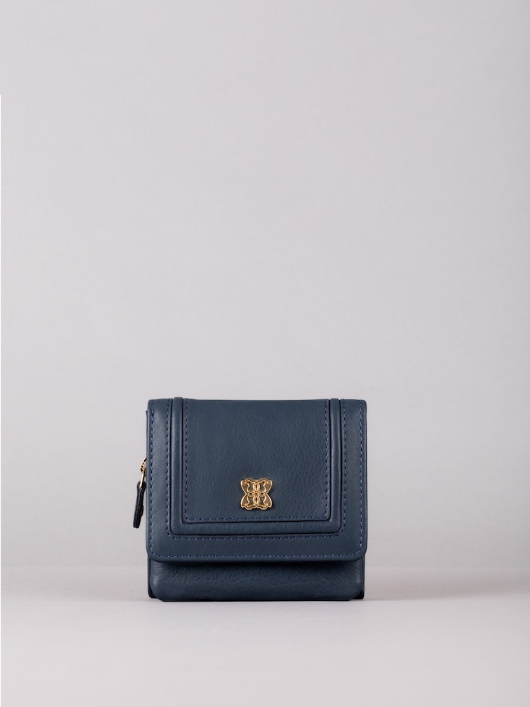 Lakeland Leather Blue Mini Icon Flapover Purse - Image 2 of 5