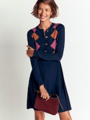 Bleumarin albastru - Boden Crew Neck Jacquard Dress - Imaginea 1 din 6