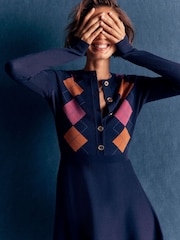 Bleumarin albastru - Boden Crew Neck Jacquard Dress - Imaginea 5 din 6