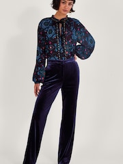 Monsoon Blue Blake Kick Flare Trousers - Image 1 of 4