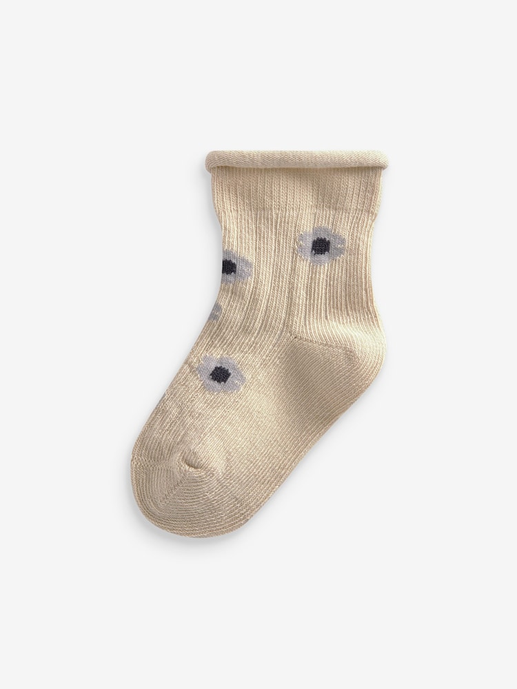 Grey White Flower Baby Socks 4 Packs (0mths-2yrs) - Image 2 of 5