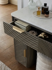 Dark Grey Valencia 1 Drawer 2 Doors Solid Mango Wood Dressing Table - Image 3 of 14