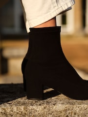 Russell & Bromley Black Suede Carrington Ankle Block Heel Sock Boots - Image 4 of 10
