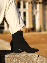 Russell & Bromley Black Suede Carrington Ankle Block Heel Sock Boots - Image 5 of 10
