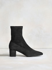 Russell & Bromley Black Suede Carrington Ankle Block Heel Sock Boots - Image 6 of 10