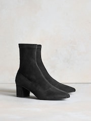 Russell & Bromley Black Suede Carrington Ankle Block Heel Sock Boots - Image 7 of 10