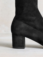 Russell & Bromley Black Suede Carrington Ankle Block Heel Sock Boots - Image 9 of 10