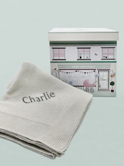 Babyblooms Kids Personalised Luxury Knitted 100% Cotton Blanket Baby Gift - Image 1 of 2
