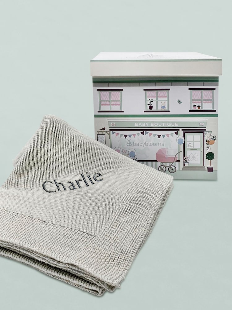 Babyblooms Kids Personalised Luxury Knitted 100% Cotton Blanket Baby Gift - Image 1 of 2