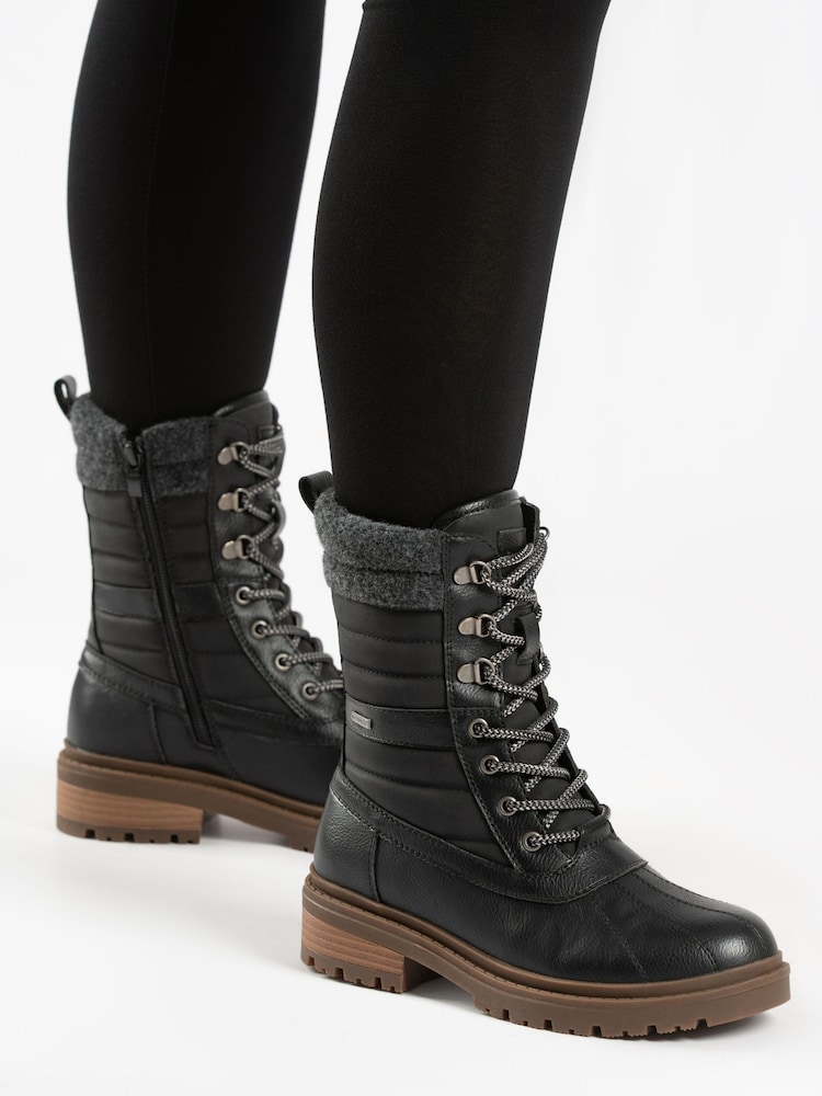 Lunar Black Marla Ice Grip Waterproof Mid Boots - Image 1 of 8 Lunar Black Marla Ice Grip Waterproof Mid Boots - Image 1 of 8