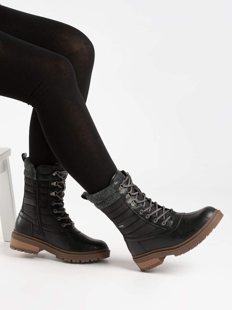 Lunar Black Marla Ice Grip Waterproof Mid Boots - Image 2 of 8 Lunar Black Marla Ice Grip Waterproof Mid Boots - Image 2 of 8