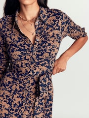 Boden Blue Ruched Jersey Shirt Dress - Image 2 of 5