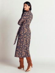 Boden Blue Ruched Jersey Shirt Dress - Image 3 of 5