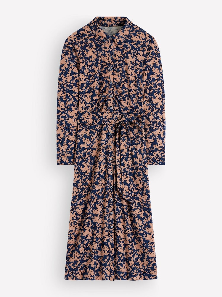 Boden Blue Ruched Jersey Shirt Dress - Image 5 of 5 Boden Blue Ruched Jersey Shirt Dress - Image 5 of 5
