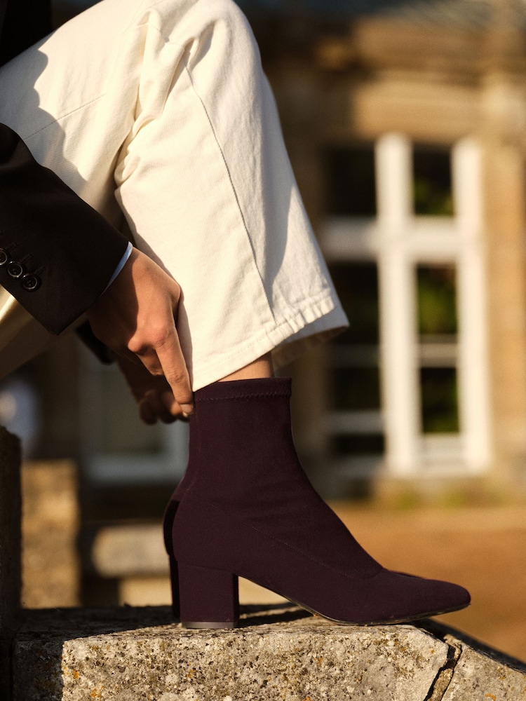 Russell & Bromley Brown Suede Carrington Ankle Block Heel Sock Boots - Image 1 of 6