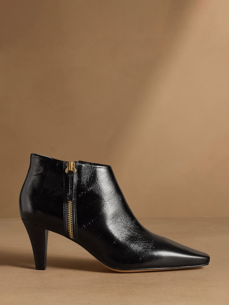 Russell & Bromley Black Eel Print Morris Side Zip Ankle Boots - Image 2 of 7