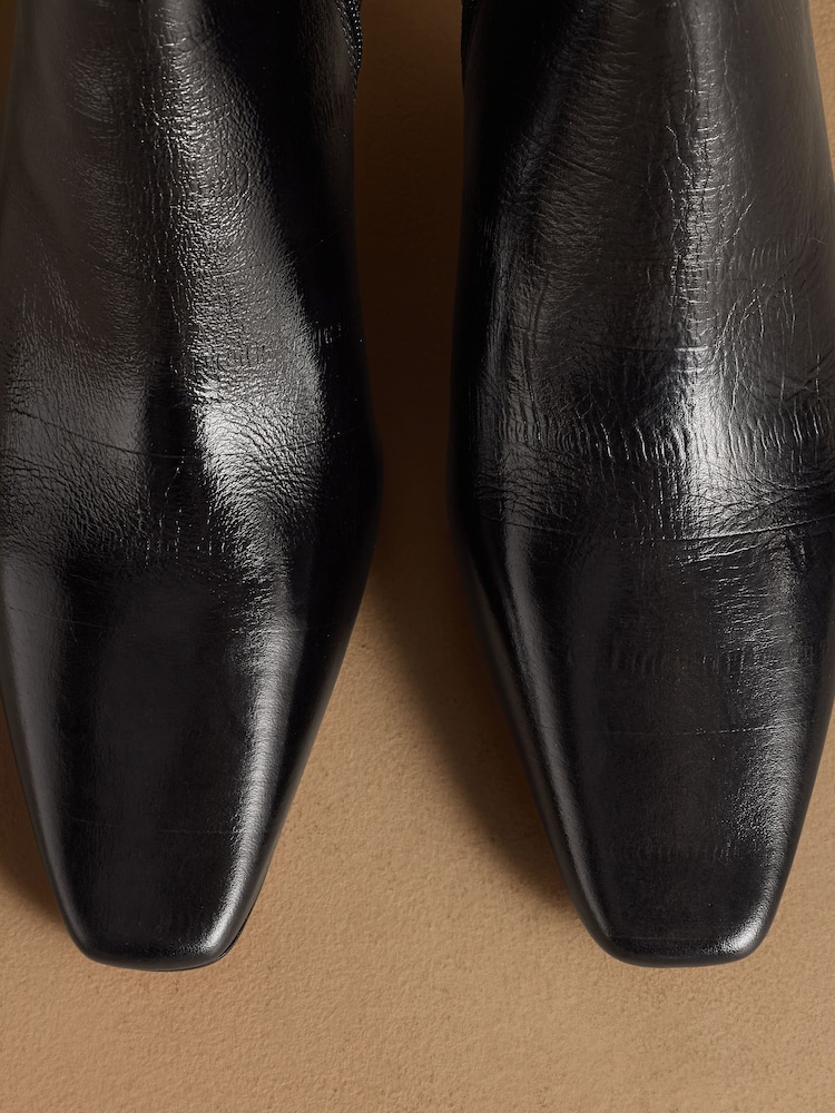 Russell & Bromley Black Eel Print Morris Side Zip Ankle Boots - Image 7 of 7