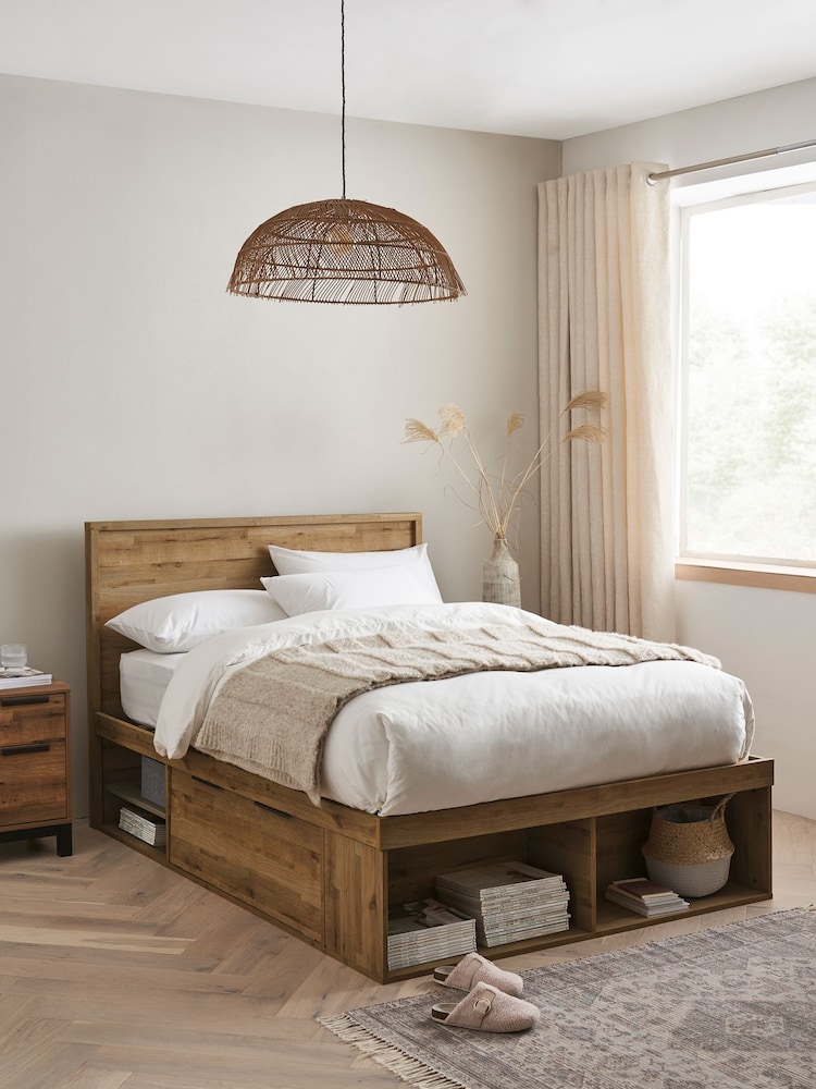 Oak Effect Bronx Platform Bed Frame with Storage - Image 1 of 8