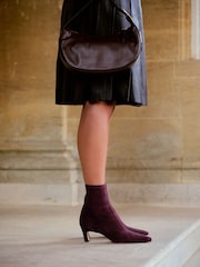 Russell & Bromley Burgundy Suede Wilson Stretch Ankle Boots - Image 1 of 4