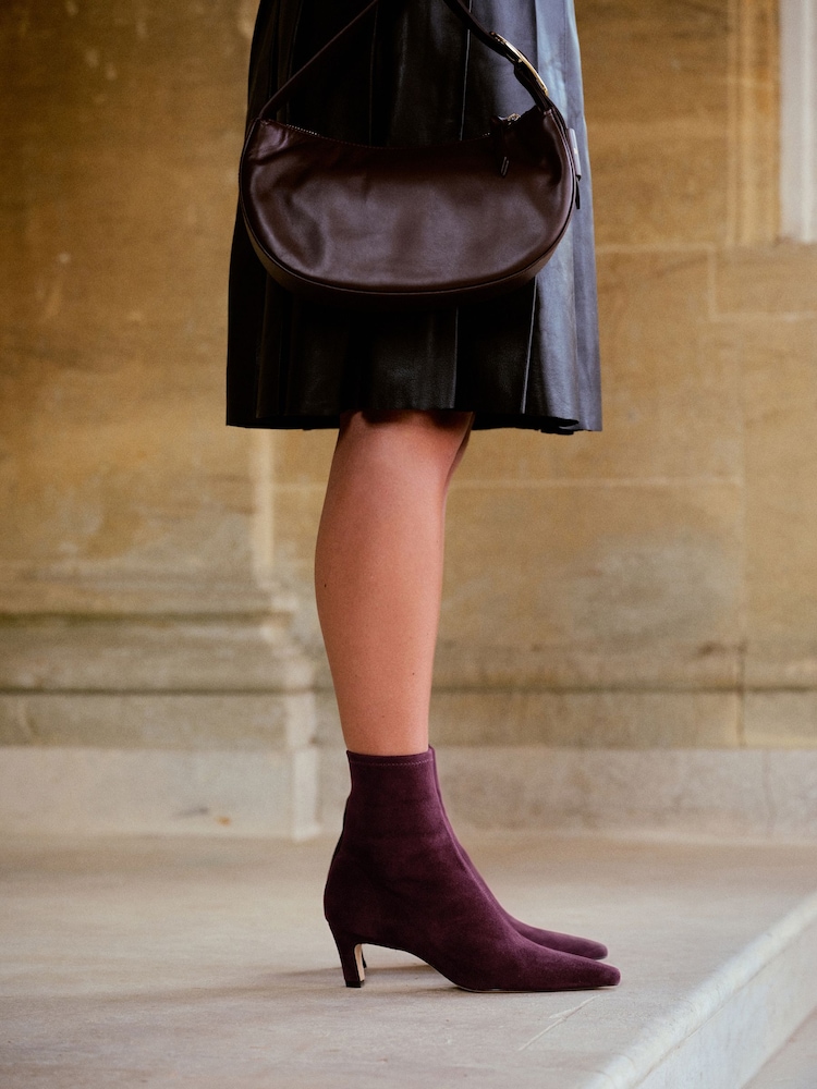 Russell & Bromley Burgundy Suede Wilson Stretch Ankle Boots - Image 1 of 4