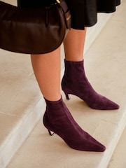 Russell & Bromley Burgundy Suede Wilson Stretch Ankle Boots - Image 2 of 4