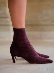 Russell & Bromley Burgundy Suede Wilson Stretch Ankle Boots - Image 4 of 4