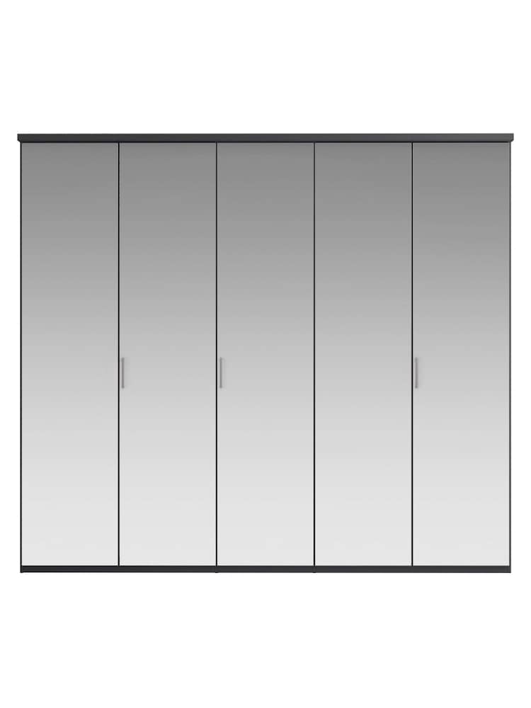 Wiemann Peyton Graphite Mirror Semi Fitted 5 Door Wardrobe - Image 2 of 6