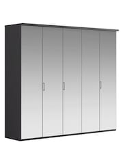 Wiemann Peyton Graphite Mirror Semi Fitted 5 Door Wardrobe - Image 3 of 6