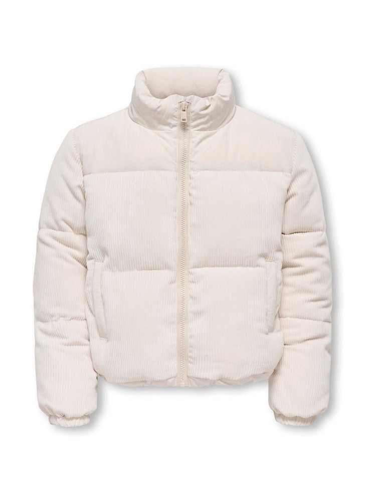 ONLY KIDS Cream Zip Through Puffer Jacket With Teddy Mix - Image 1 of 3