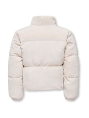 ONLY KIDS Cream Zip Through Puffer Jacket With Teddy Mix - Image 2 of 3
