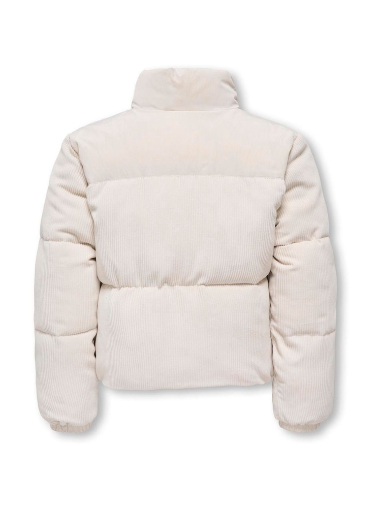 ONLY KIDS Cream Zip Through Puffer Jacket With Teddy Mix - Image 2 of 3