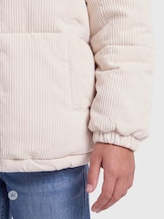 ONLY KIDS Cream Zip Through Cozy Puffer Jacket In Corduroy - Image 4 of 8