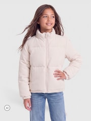 ONLY KIDS Cream Zip Through Cozy Puffer Jacket In Corduroy - Image 5 of 8