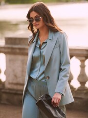 Reiss Green Celeste Wool Blend Single Breasted Blazer - Image 1 of 6