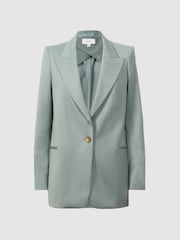 Reiss Green Celeste Wool Blend Single Breasted Blazer - Image 2 of 6