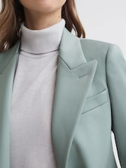 Reiss Green Celeste Wool Blend Single Breasted Blazer - Image 4 of 6