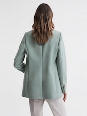 Reiss Green Celeste Wool Blend Single Breasted Blazer - Image 5 of 6