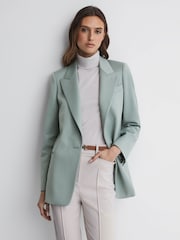 Reiss Green Celeste Wool Blend Single Breasted Blazer - Image 6 of 6
