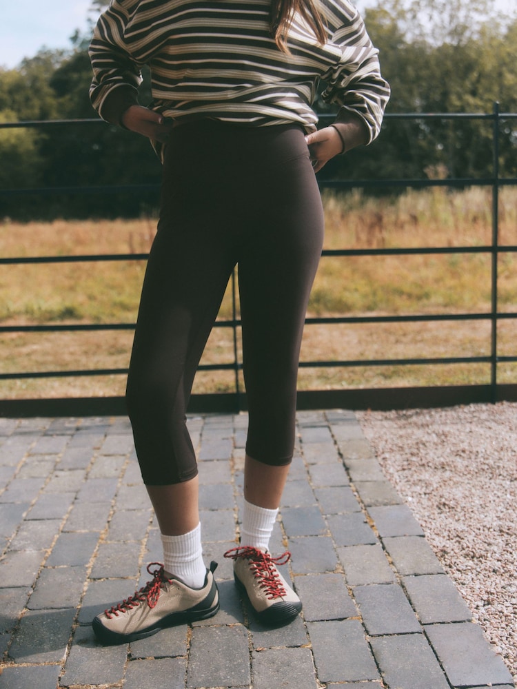 self. Chocolate Brown Capri Sports Leggings - Image 1 of 5 self. Chocolate Brown Capri Sports Leggings - Image 1 of 5
