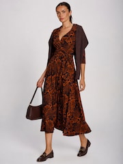 Bruin - Jolie Moi Maxi-jurk van jersey met wikkelvoorkant - Afbeelding 5 van 6