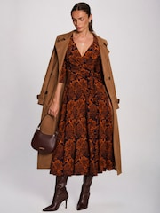 Bruin - Jolie Moi Maxi-jurk van jersey met wikkelvoorkant - Afbeelding 6 van 6