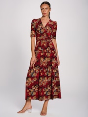 Jolie Moi Red Printed Jersey Maxi Dress - Image 1 of 6