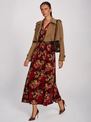 Jolie Moi Red Printed Jersey Maxi Dress - Image 5 of 6