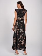 Jolie Moi Brown Multiway Neckline Mesh Maxi Dress - Image 2 of 6