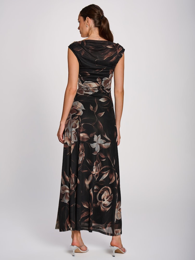 Jolie Moi Brown Multiway Neckline Mesh Maxi Dress - Image 2 of 6