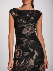Jolie Moi Brown Multiway Neckline Mesh Maxi Dress - Image 3 of 6