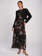 Jolie Moi Brown Multiway Neckline Mesh Maxi Dress - Image 4 of 6