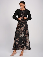 Jolie Moi Brown Multiway Neckline Mesh Maxi Dress - Image 6 of 6